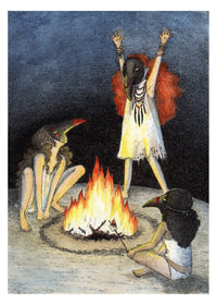Three Crow Girls Plot the Destruction of the World - 5x7"