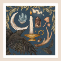 Jessica Roux - 10" x 10" Crow and Moon Print