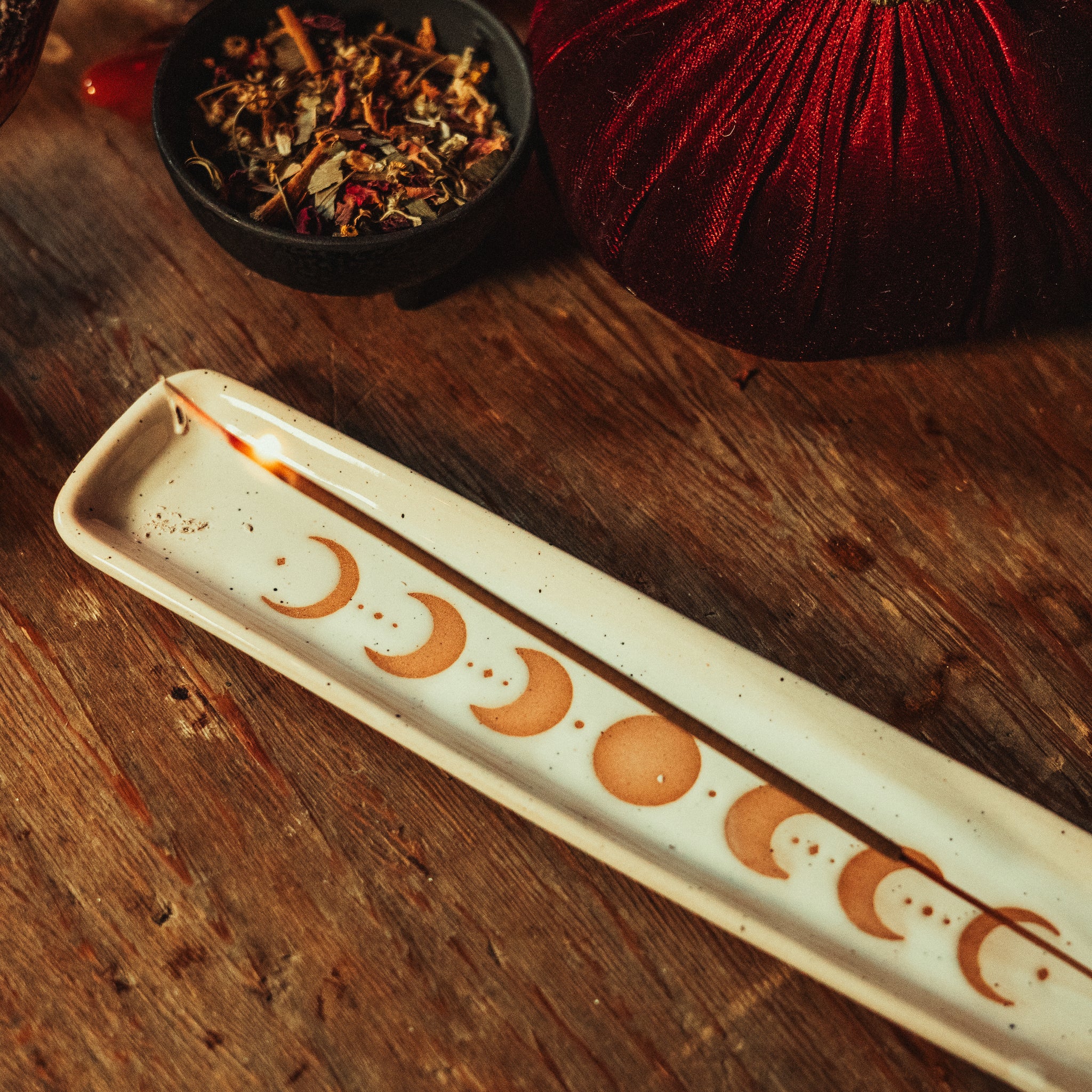 Moon phase incense holder
