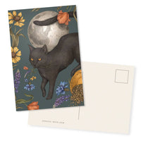 Jessica Roux 4” x 6” Black Cat and Full Moon Postcard