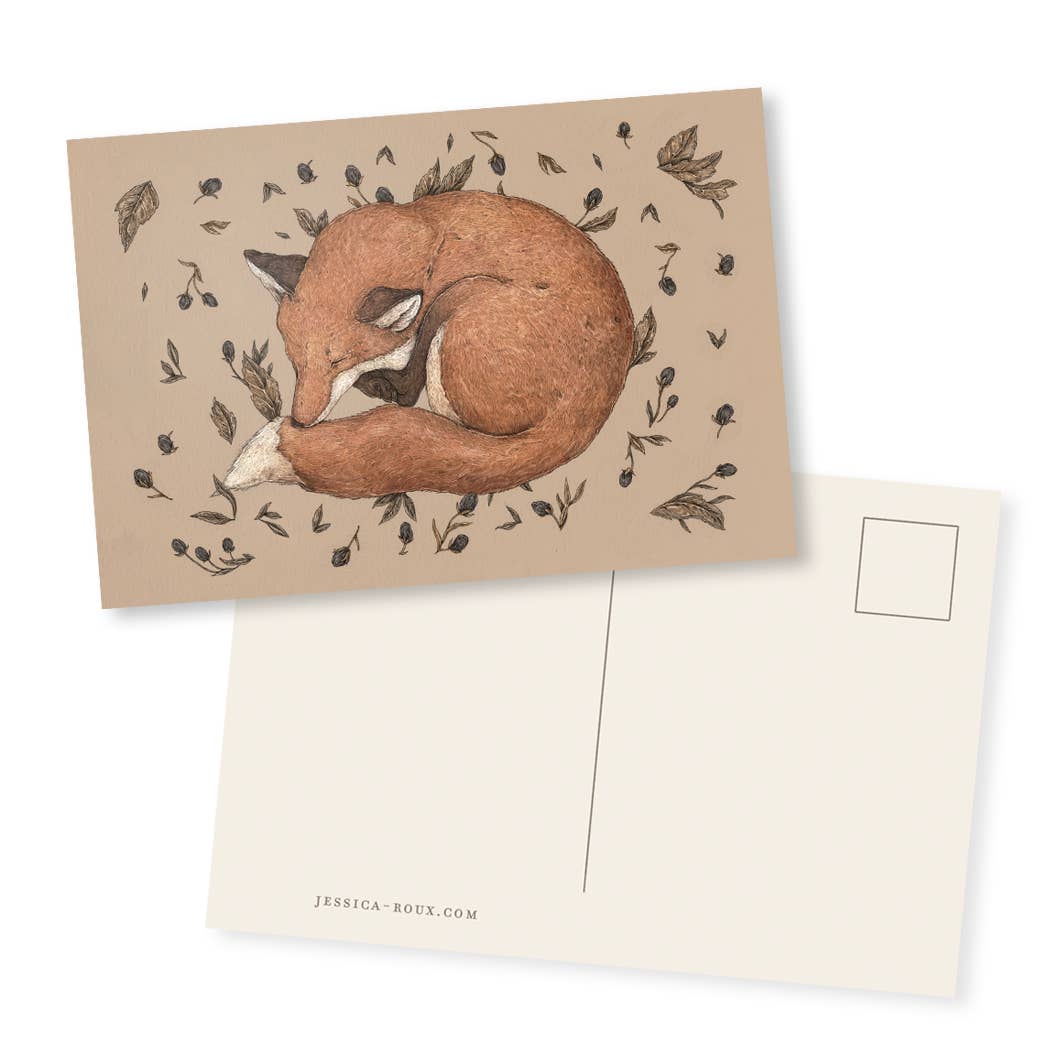 Jessica Roux 4” x 6” Sleeping Fox Postcard