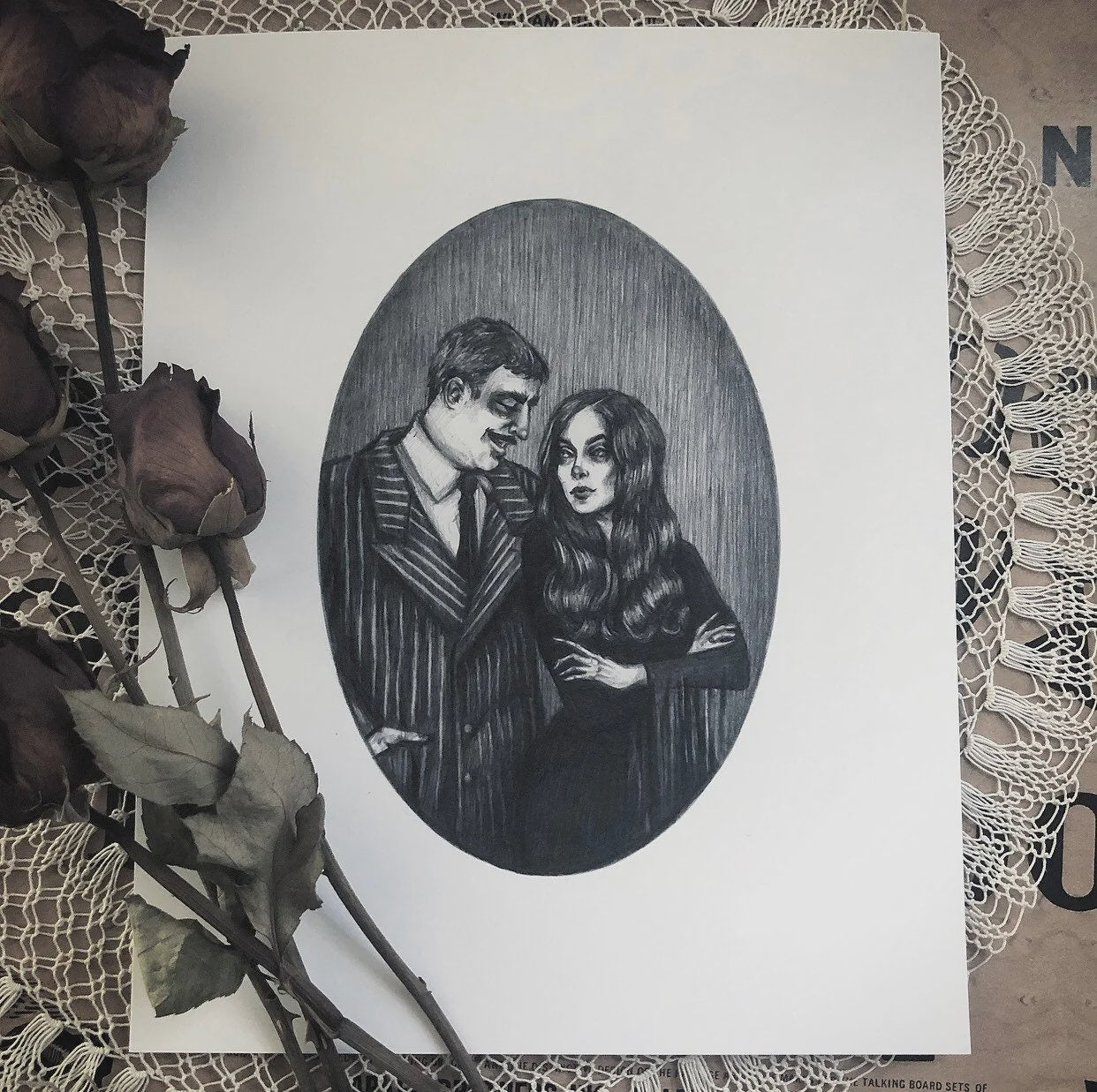 Cara Mia - Gomez & Morticia Fine Art Print by Caitlin McCarthy