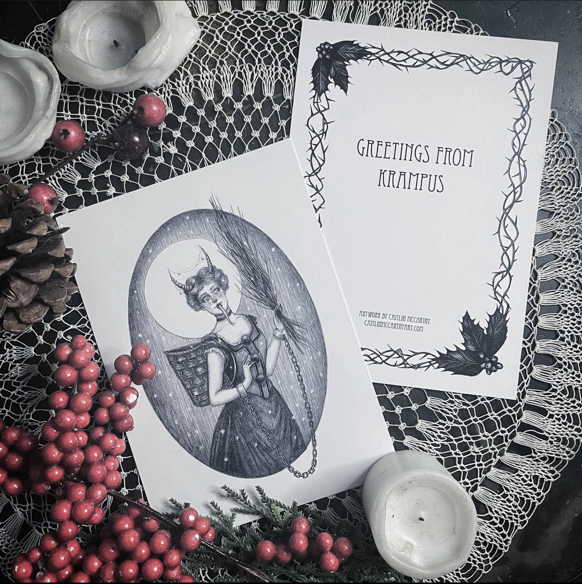 Lady Krampus Holiday Cards - Double Sided 5x7" Cards